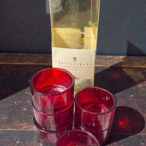 Pottery Barn Red Glass Tealight & Votive Candle Holders Set of 6
